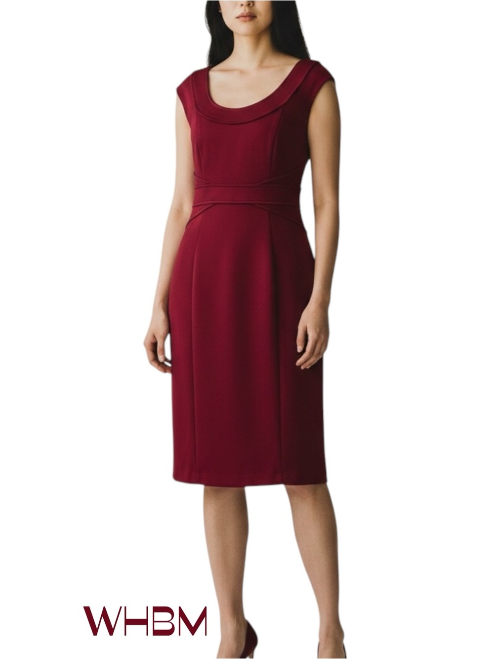 White House Black Market Burgundy Red Feminine Sheath Dress NWOT Size 14